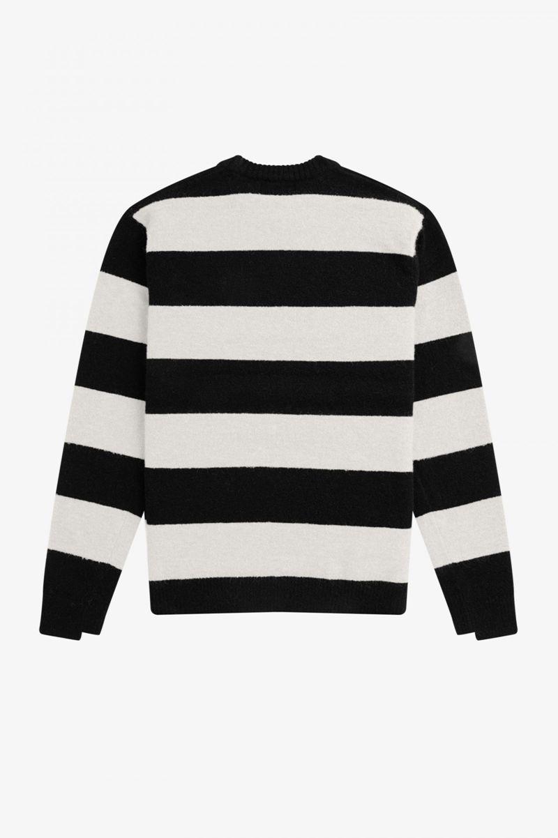 White Black Fred Perry Bold Stripe Alpaca Blend Jumper Men's Knitwear | PH 1280PJJQ